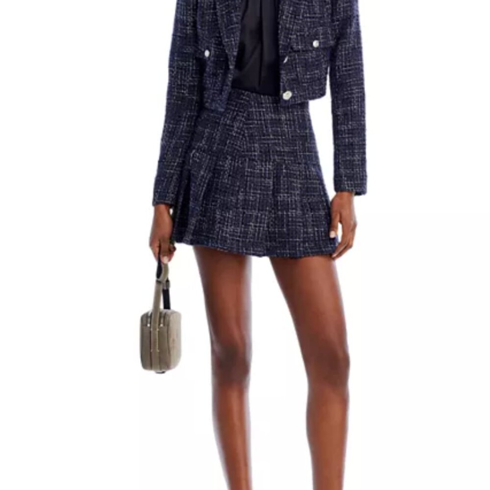 AQUA Tweed Cropped Blazer and Mini Skirt Size Small Bloomingdales Exclusive